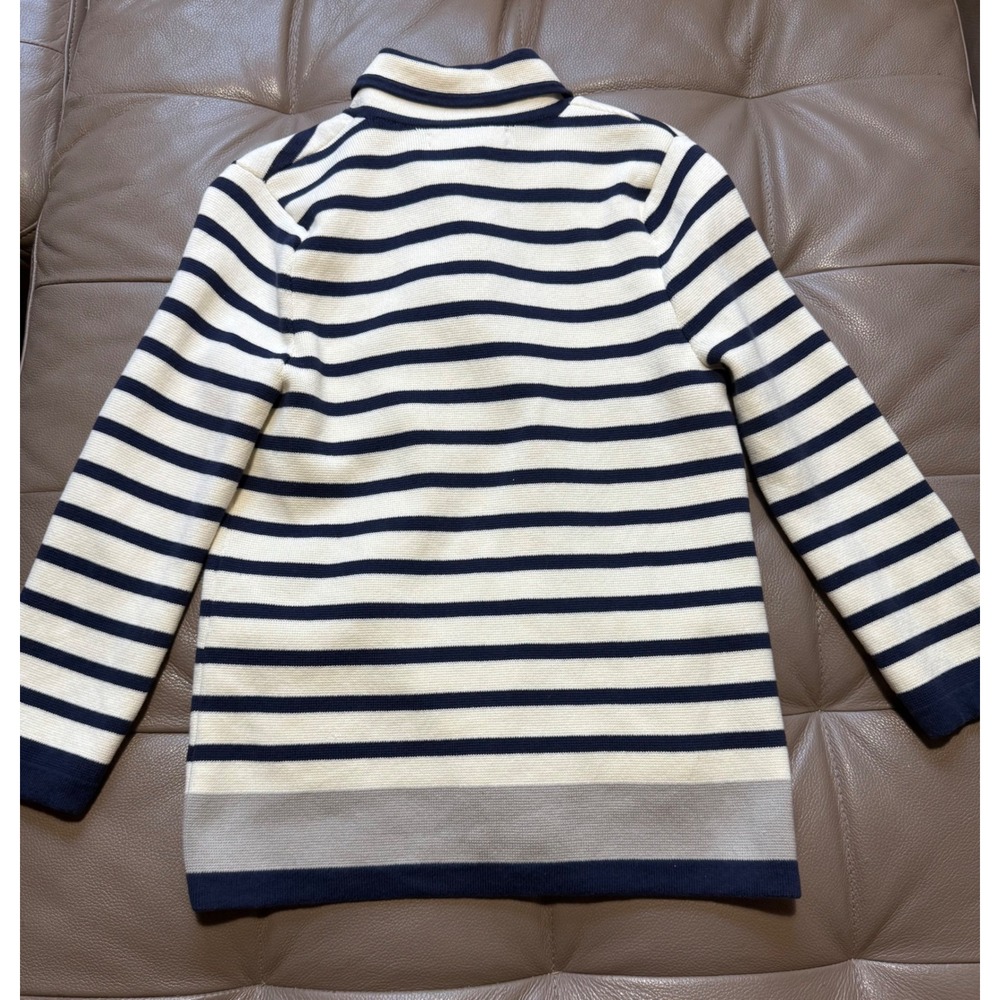 Banana Republic Womens XS Striped Double Breasted Knit Blazer Navy White Cotton - Picture 5 of 5